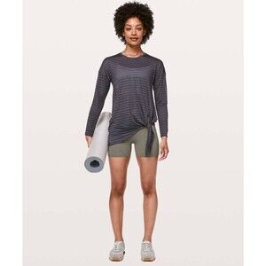 Lululemon Tie Your Practice Long Sleeve Top Moonwalk Stripe Sz 4